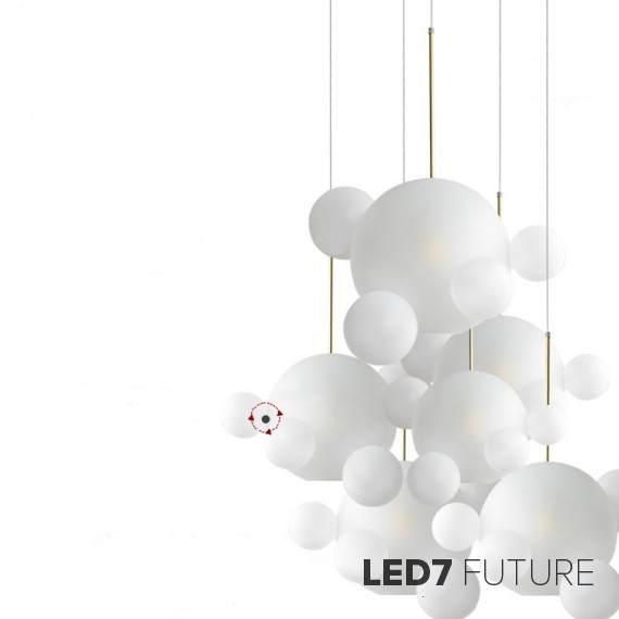 Giopato & Coombes - Bolle Frosted Circular Chandelier 14 Bubbles